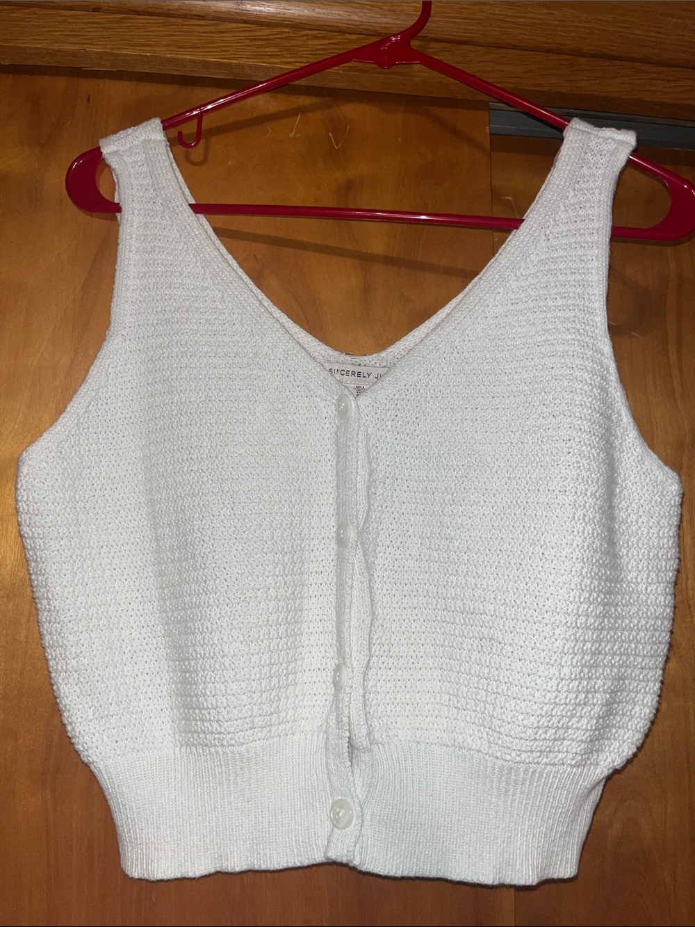 Sincerely Jules White Knit Button-Front Women's Tank Top